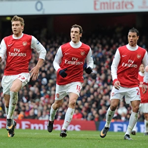 Nicklas Bendtner, Sebastien Squillaci and Marouane CHamakh (Arsenal). Arsenal 1