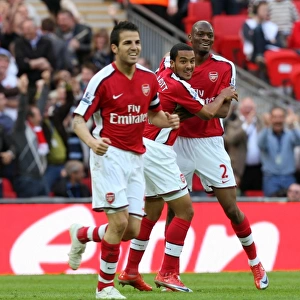 Theo Walcott celebrates scoring Arsenals goal with