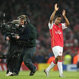 Theo Walcott claps the fans at the end of the match