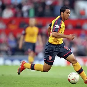 Theo Walcott's Determined Performance in Manchester United's 1:0 Semi-Final Win over Arsenal in the UEFA Champions League, Old Trafford, April 29, 2009