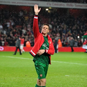 Wojciech Szczesny (Arsenal) during the lap of appreciation at the end of the match