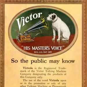 RCA VICTOR TRADEMARK. His Masters Voice Print, 1906. Art Prints