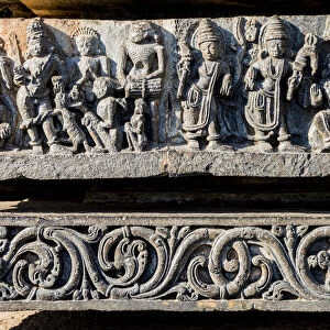 Carvings at the Hoysaleswara Temple at Halebid in Karnataka, India