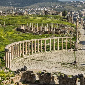 The Forum at the Roman city in Jerash, Jordan