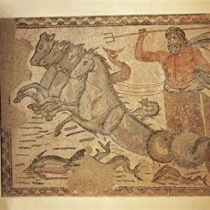 Algeria, Timgad, Mosaic work depicting Neptune on his chariot