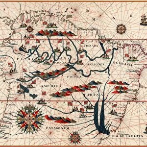 Amazon and the River Plate. From a Spanish map of South America 1582