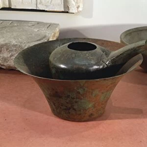 Ancient Egyptian toilet objects: copper basin and jug, Old Kingdom