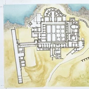 Ancient Rome, Capri, Villa of Jupiter (Villa Jovis), illustration