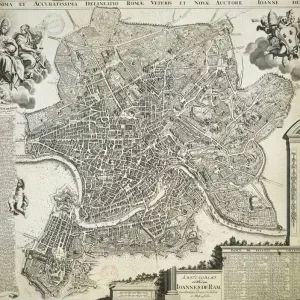 New and Accurate Map Print of Ancient Rome by Jean van Ram, circa 1691-1693 New and Accurate Map Print of Ancient Rome by Jean van Ram, circa 1691-1693