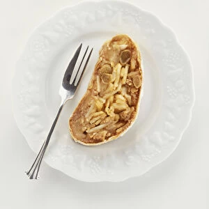 Austrian apple strudel on plate with fork