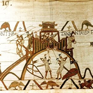 Bayeux Tapestry 1067: Conan of Brittany under attack at Dinan, hands keys of fortress