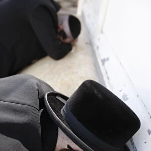 Belz hassidic Jews praying at Maimonides tomb in Tiberias