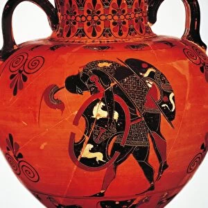 Black-figure pottery, Amphora depicting Ajax carrying body of Achilles