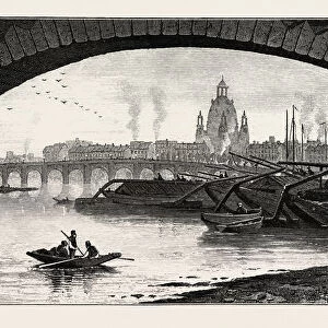 Under the Bridge, Dresden, Germany, 19th century engraving