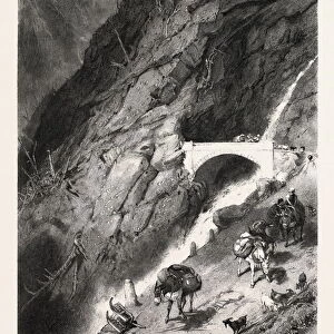 Bridge of Gondo, Switzerland, 19th century engraving
