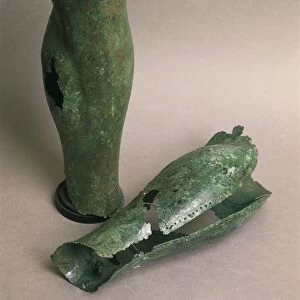 Bronze greaves, part of funerary objects from Warriors Tomb in Sesto Calende, province of Varese