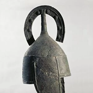 Bronze helmet from tomb at Argos, Greece