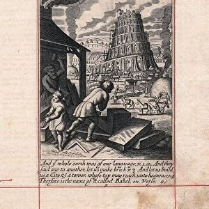 Building of Tower of Babel. Bible: Genesis 2. Bricks fired in on-site kilns, in foreground