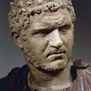 Bust of Emperor Caracalla (born Lucius Septimius Bassianus also known as Marcus Aurelius Severus Antoninus, 188 - 217 A. D. ), Severan dynasty, imperial age, marble