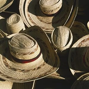 Caribbean, Dominican Republic, Santo Domingo, Parque Colon, straw hats for sale