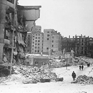 Central warsaw, poland in ruins at the end of world war ll in february, 1945