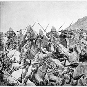 Charge of the 5th Lancers at the Battle of Elandslaagte. After drawing by R. Caton Woodville