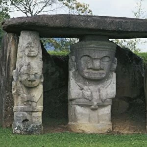 Colombia, Huila Department, San Agustin, Archeological Park, Dolmen with caryatids, megalithic sculptures