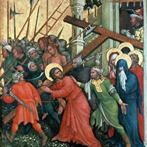 Via Crucis, Via Dolorosa: Simon of Cyrene offering to help Christ carry his cross to Calvary