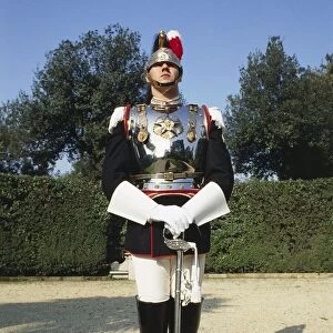 Cuirassier standing in uniform
