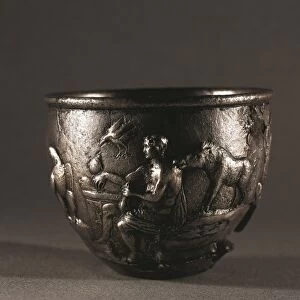 Cup with gallic deities in reppousse, silver