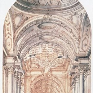 Decor design. Giuseppe Galli da Bibiena (1696-1757) Italian designer. Pen, brown ink