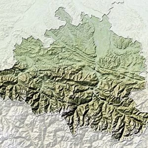 Departement of Ariege, France, Relief Map