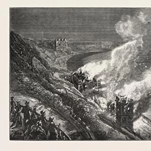 Destruction of the Spa Saloon, Scarborough by Fire, Engraving 1876, Uk, Britain, British