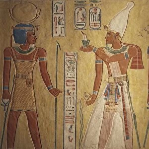 Egypt, Luxor Governorate, Valley of Queens, Tomb of Khaemweset, detail of painted relief