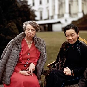 Eleanor Roosevelt in front of the White House with Soong Mei-ling (Madame Chiang Kai-shek)