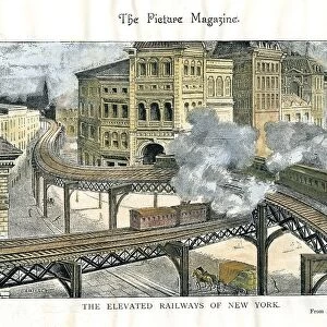 Elevated Railway, New York - The El. Engraving published New York c1890
