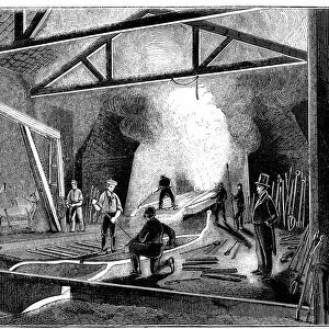 The foundry or cast house, Butterley Ironworks, Derbyshire. Tapping the furnace