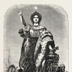 France, allegorical figure painting by M. A. Marc. 1855. Engraving