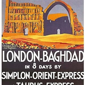 France / Iraq: Vintage Orient Express poster London to Baghdad in Eight Days featuring the Ctesiphon Arch near Baghdad, Roger Broders (1883-1953), 1931