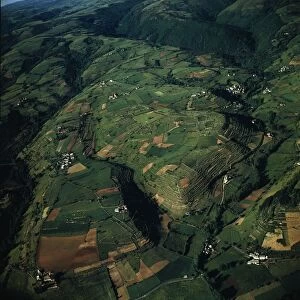 France, Midi-Pyrenees, Aerial view of Viadene region, surroundings of Espalion