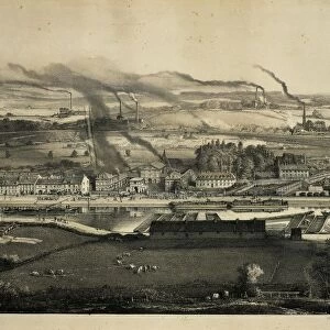 France, Montceau-les-Mines, View of the town, 1857