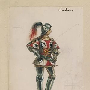France, Paris, Costume sketch for a knight in The Troubadour by Giuseppe Verdi