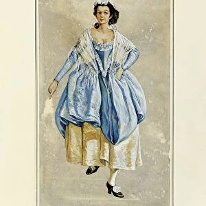 France, Paris, costume sketch for Susanna for performance The Marriage of Figaro or The Day of Madness