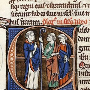 France, Saint Jerome and his companions, miniature from the Latin Bible (folio 98) of the Abbey of Mont Saint-Eloi
