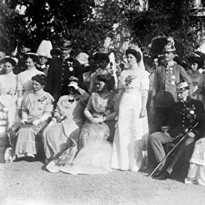 Franz Joseph I (1830-1916), Emperor of Austria, seated centre, at the marriage of Archduke Charles