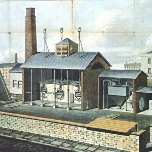Gas works for lighting a town or large district