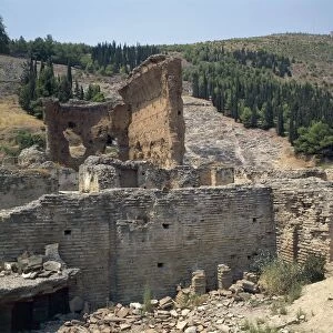 Greece, Peloponnesus, Argos, ruins of Theatre and Roman baths, Larissa citadel