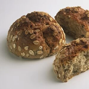 Whole and halved multigrain rolls