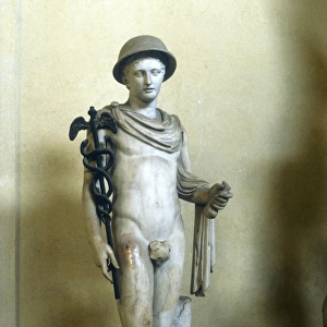 Hermes, Greek god (Mercury in Roman pantheon) messenger of the gods, god of roads and travellers