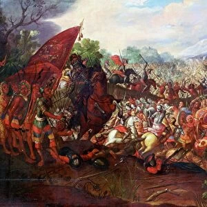 Hernando Cortes (Cortez - 1485-1547) Spanish conquistador, Cortes and his men after